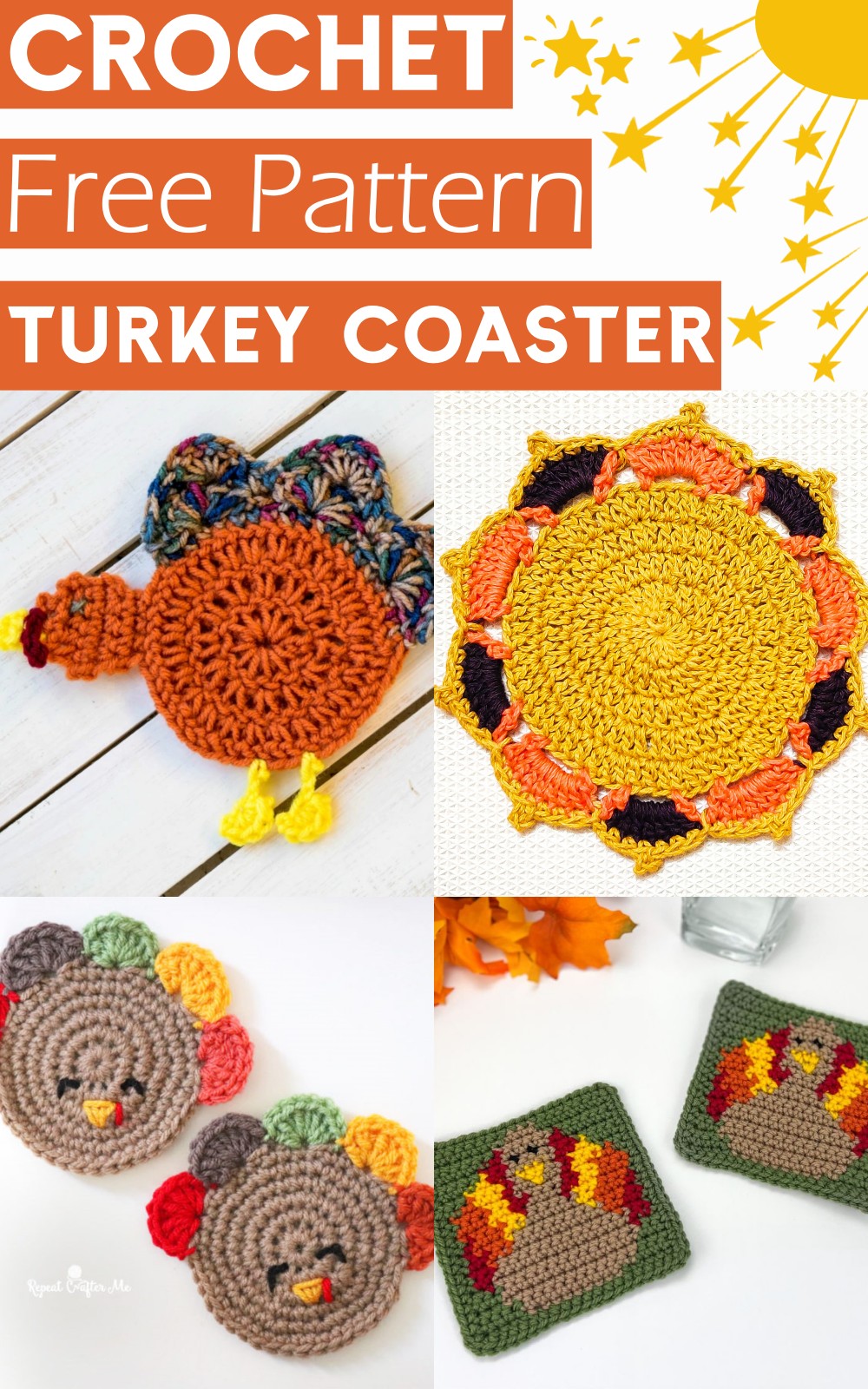 Crochet Turkey Coaster Pattern 1