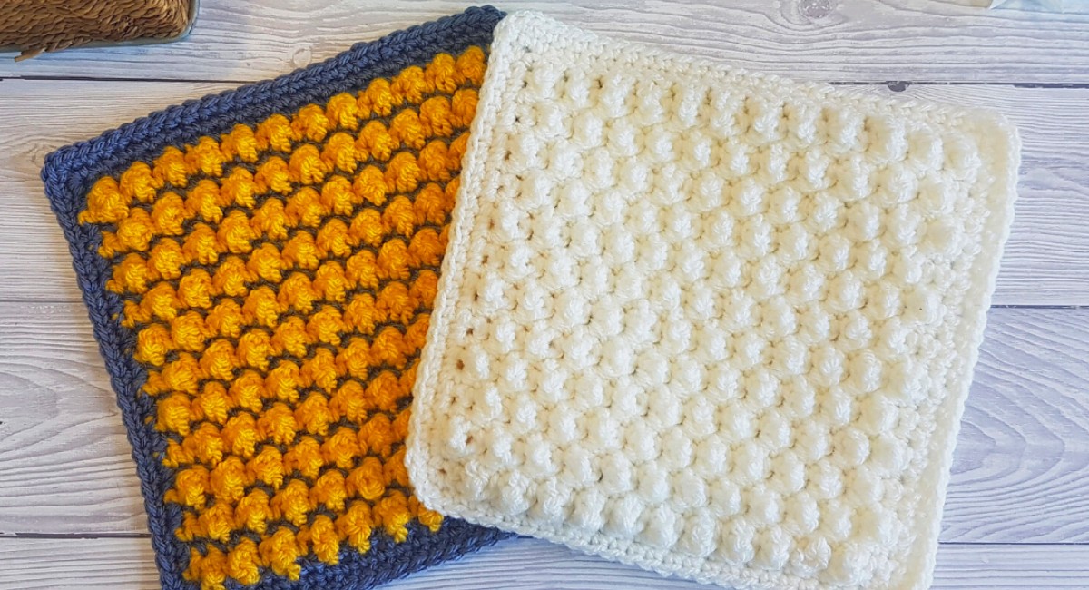 Free Crochet Bobble Stitch Washcloth Dishcloths Patterns