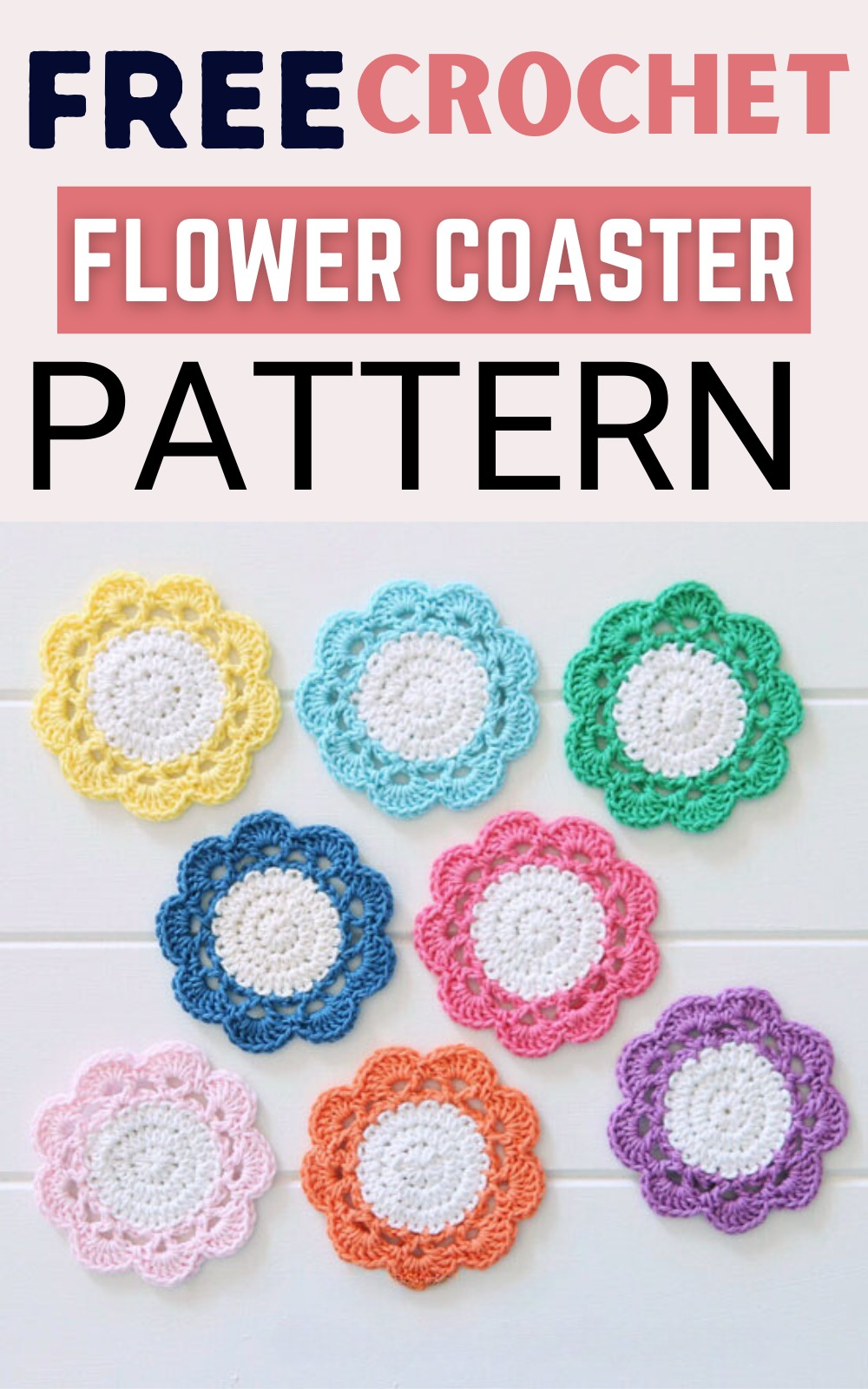 Free Crochet Candy Flower Coaster Pattern Easy