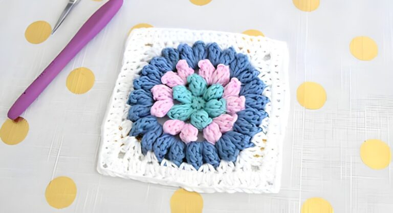 Popcorn Stitch Crochet Puffy Square Pattern