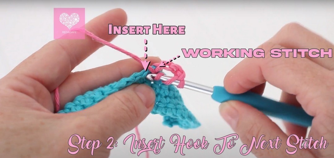 Step 2: Insert Hook To Next Stitch How To treble Crochet 