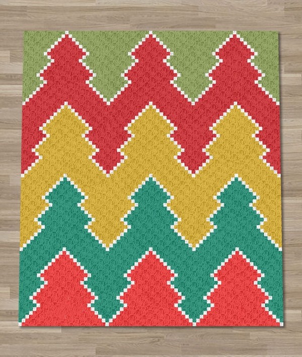 Crochet C2c Christmas Forest Blanket Pattern 
