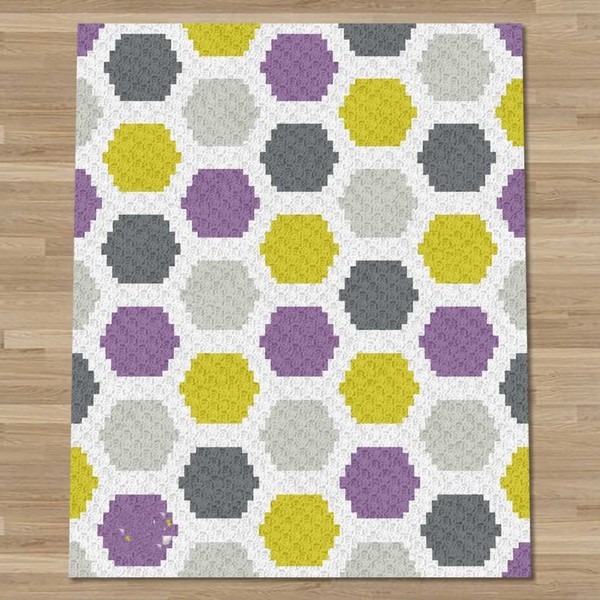 Crochet C2c Hexie Tiles Blanket Pattern 