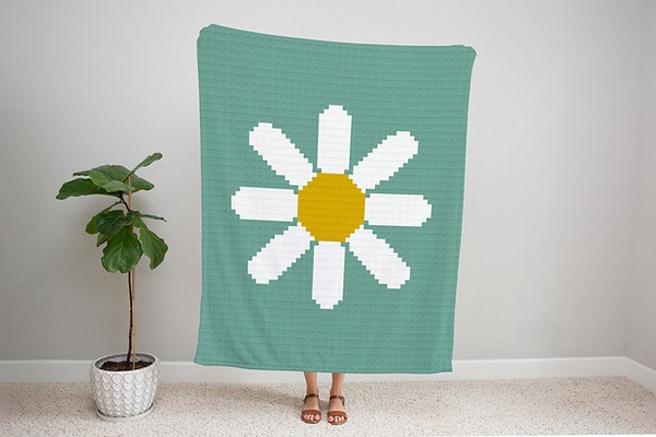 Crochet C2c Large Daisy Blanket Pattern