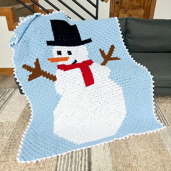 Crochet Snowman C2c Blanket Pattern 