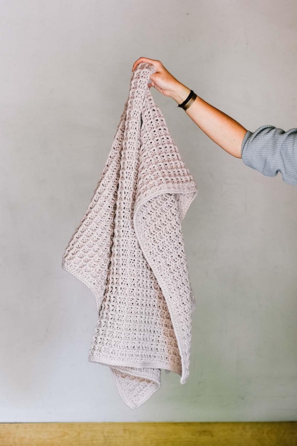 Modern Crochet Waffle Stitch Blanket