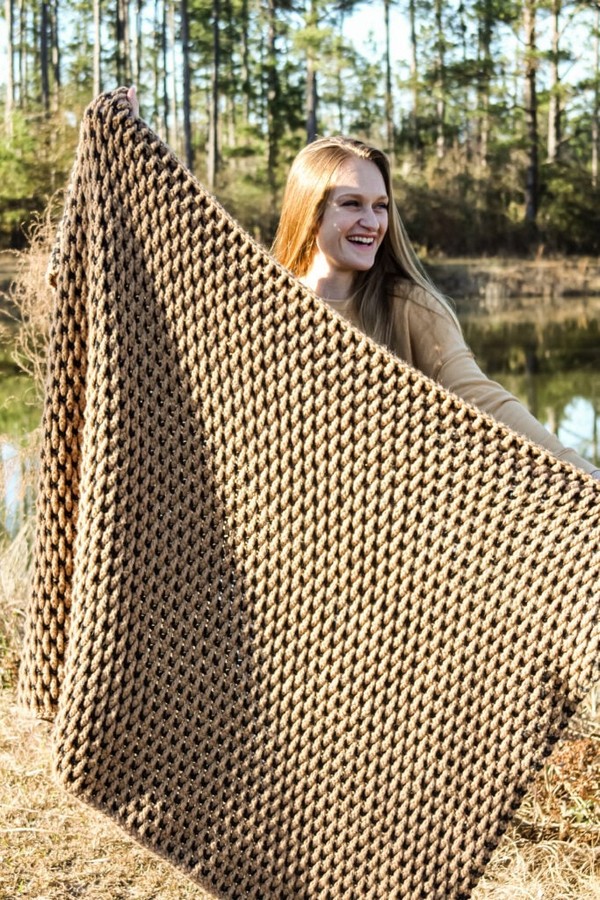 Alpine Stitch Crochet Blanket Pattern
