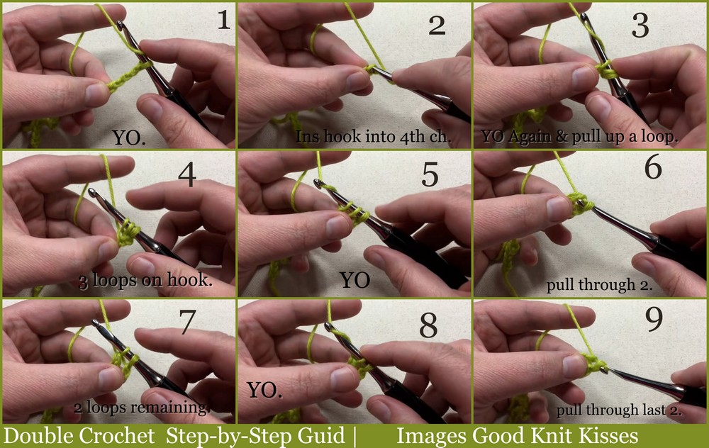 Double crochet step-by-step pictures