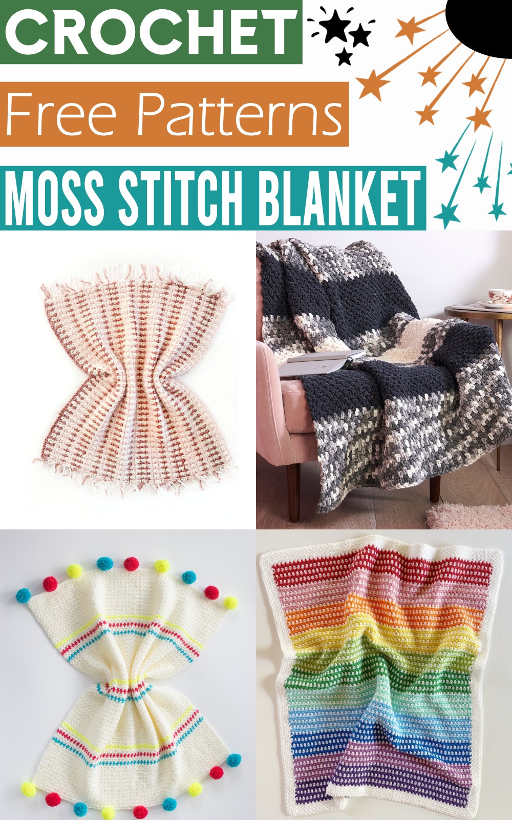 Crochet Moss Stitch Blanket Patterns 1