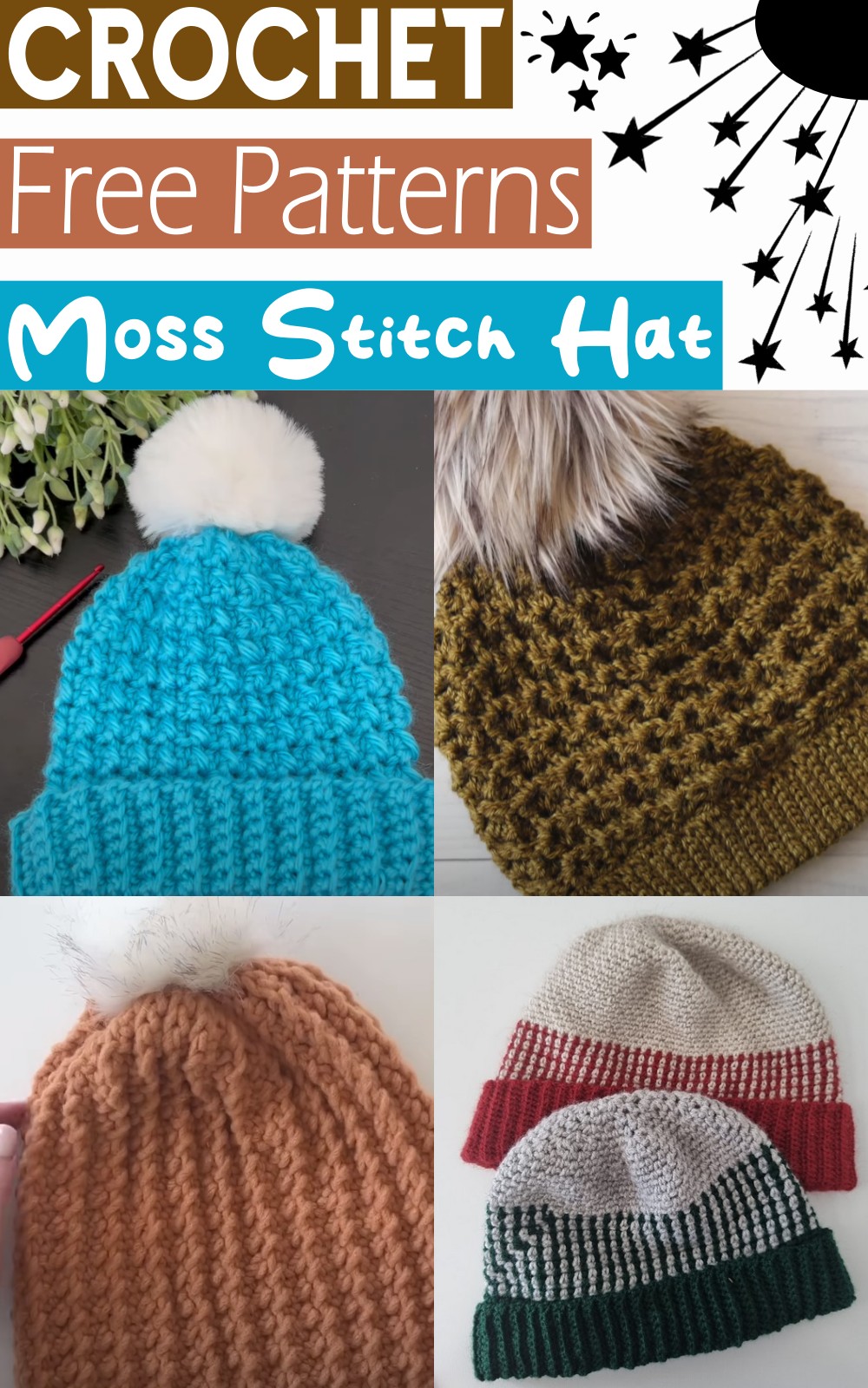 Crochet Moss Stitch Hat Patterns
