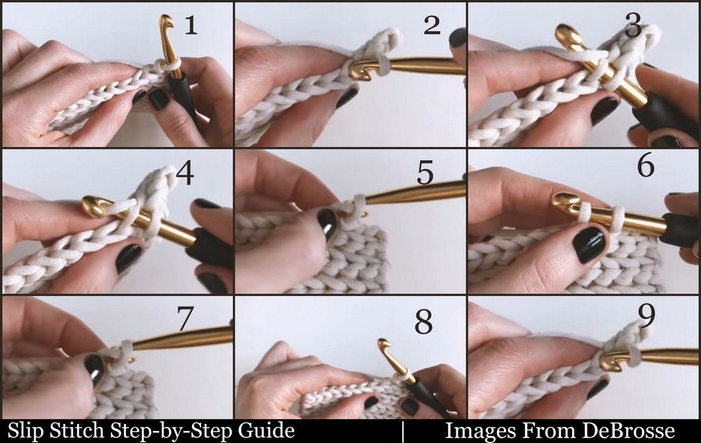 Slip stitch crochet step-by-step pictures