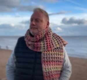 WAFFLE Crochet Scarf in Sage Green