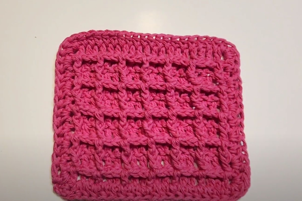 Crochet Waffle Stitch Dishcloth 1