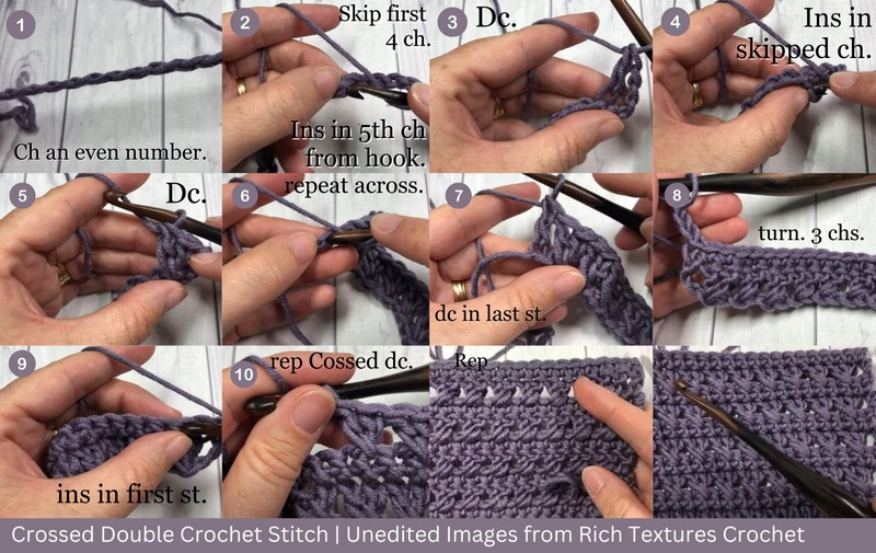 Crossed Double Crochet Stitch Step-by-Step Pictures