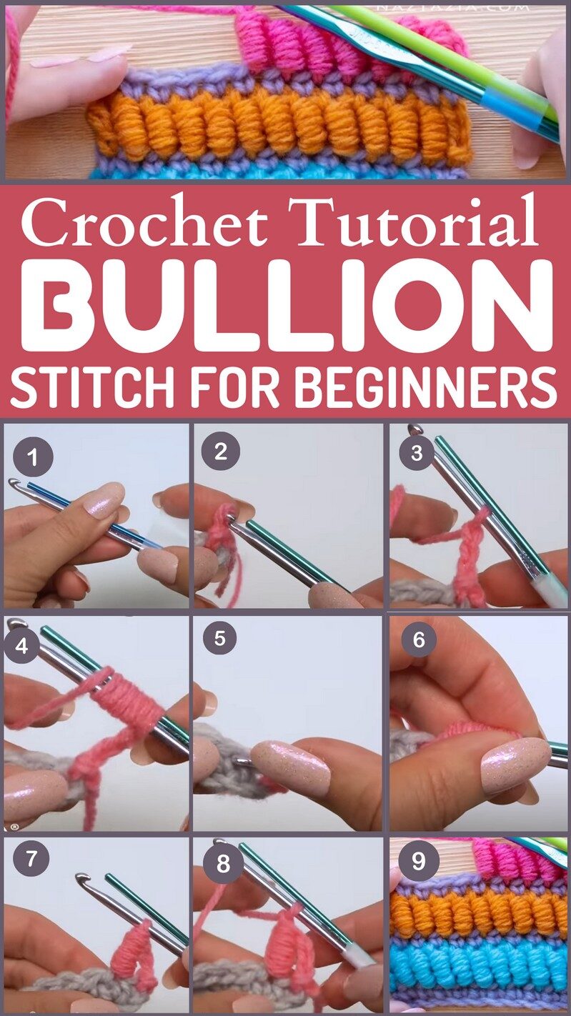 HOW to CROCHET BULLION STITCH For Without Crochet Hook