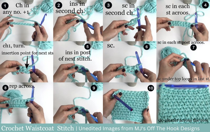 Crochet Waistcoat Stitch With Step-by-step pictures