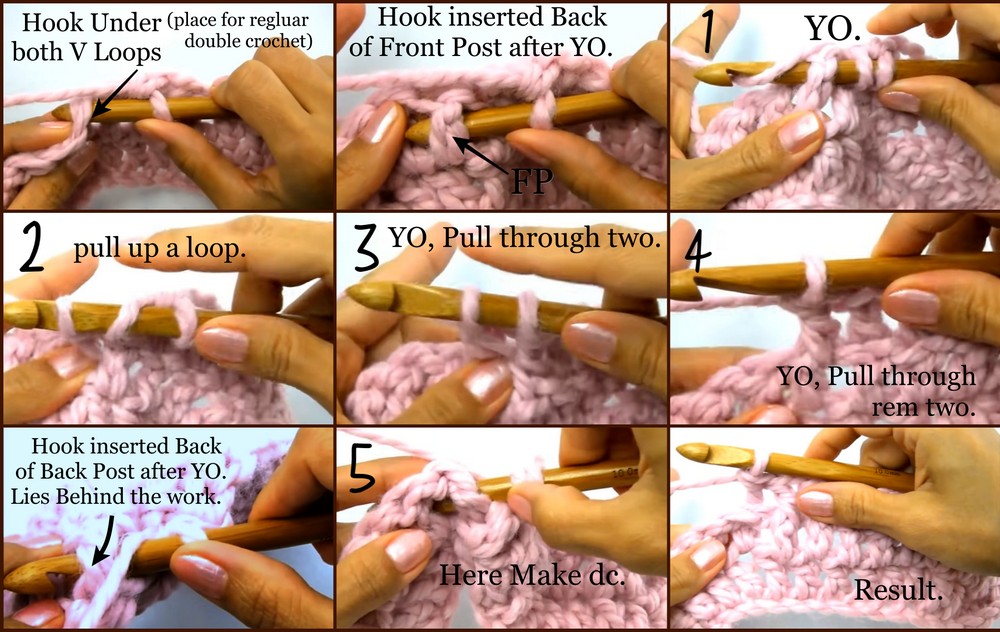  crocheting Front post double crochet and Back post double crochet pictures 