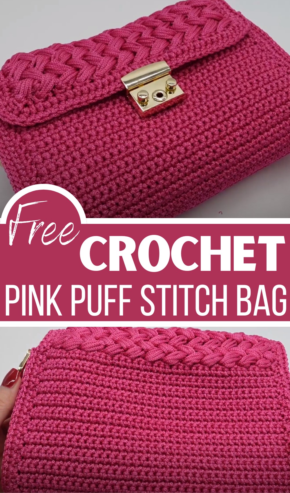 Pink Puff Stitch Crochet Bag