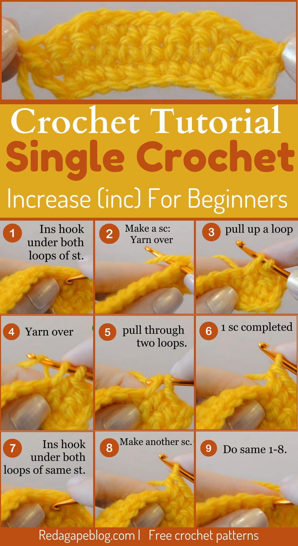 Single crochet increase (inc) tutorial