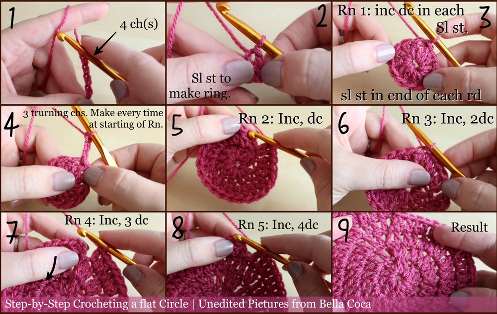 crocheting a flat circle step-by-step pictures 