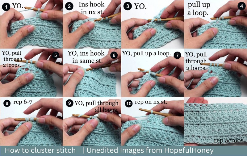 how to cluster stitch step-by-step pictures