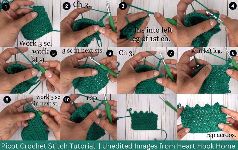 how to picot stitch step-by-step pictures 