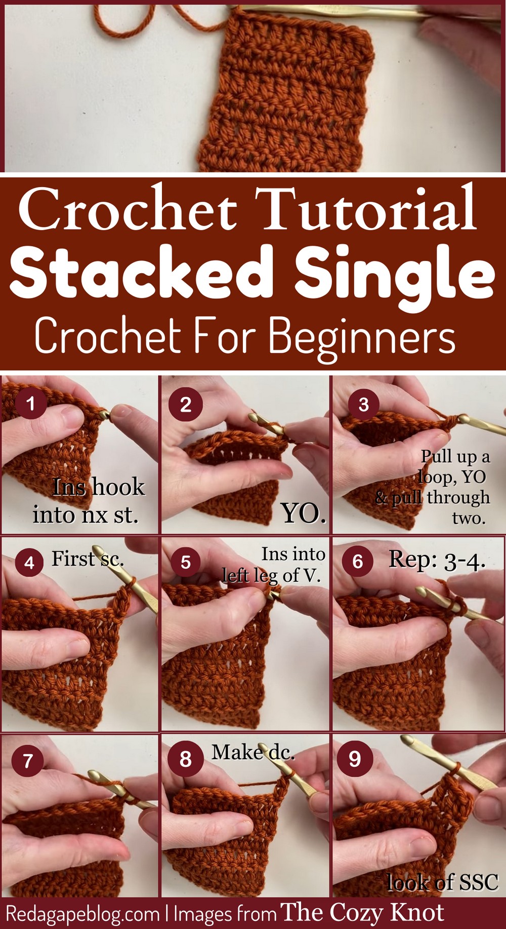  Stacked Single Crochet Stitch (stsc) 