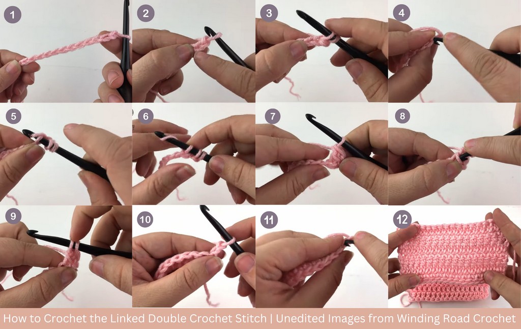 Linked Double Crochet Stitch (step-by-step istructions)
