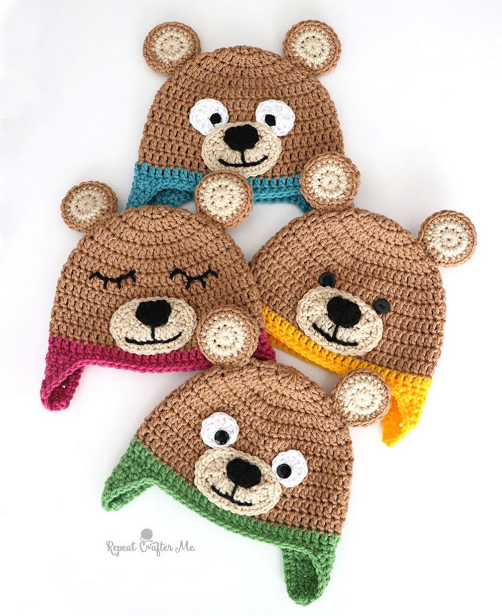 Crochet Bernat Bear Hat Pattern