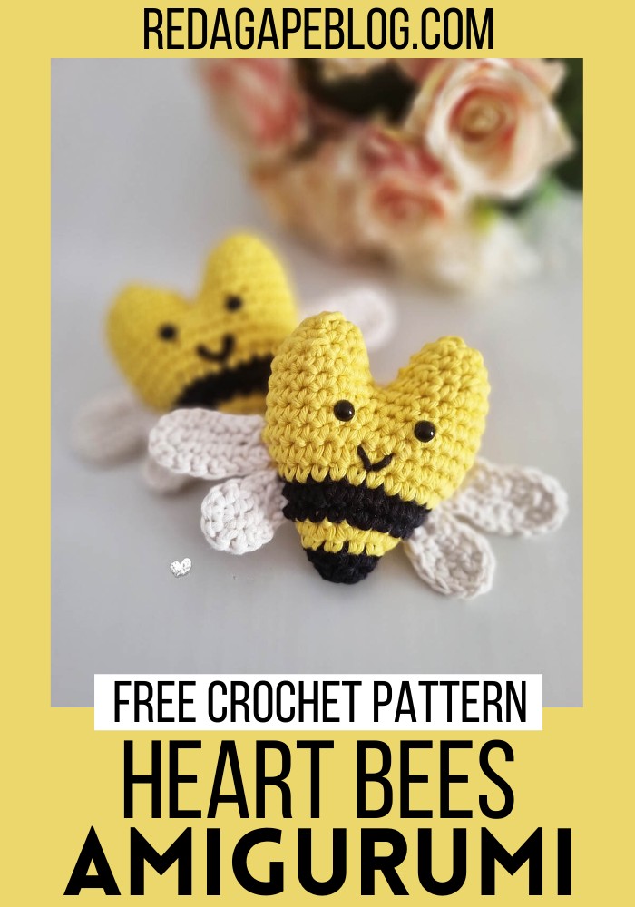 Crochet Heart Bees Amigurumi Pattern (1)