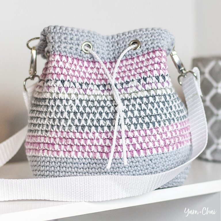 Free Crochet Mosaic Bucket Bag Pattern