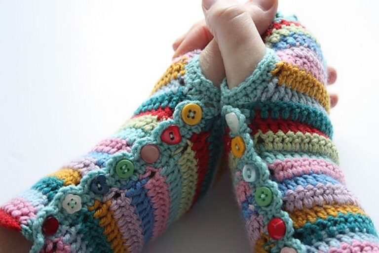 Crochet Stripy Mitts Pattern For Winter Vibrance