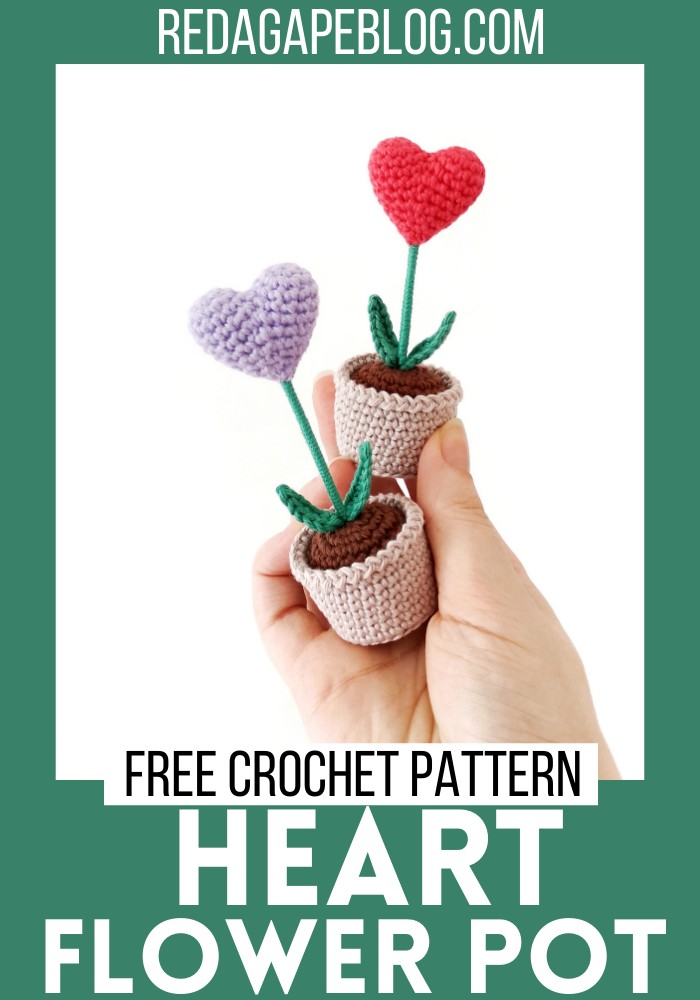 Free Crochet Heart Flower Pot Pattern