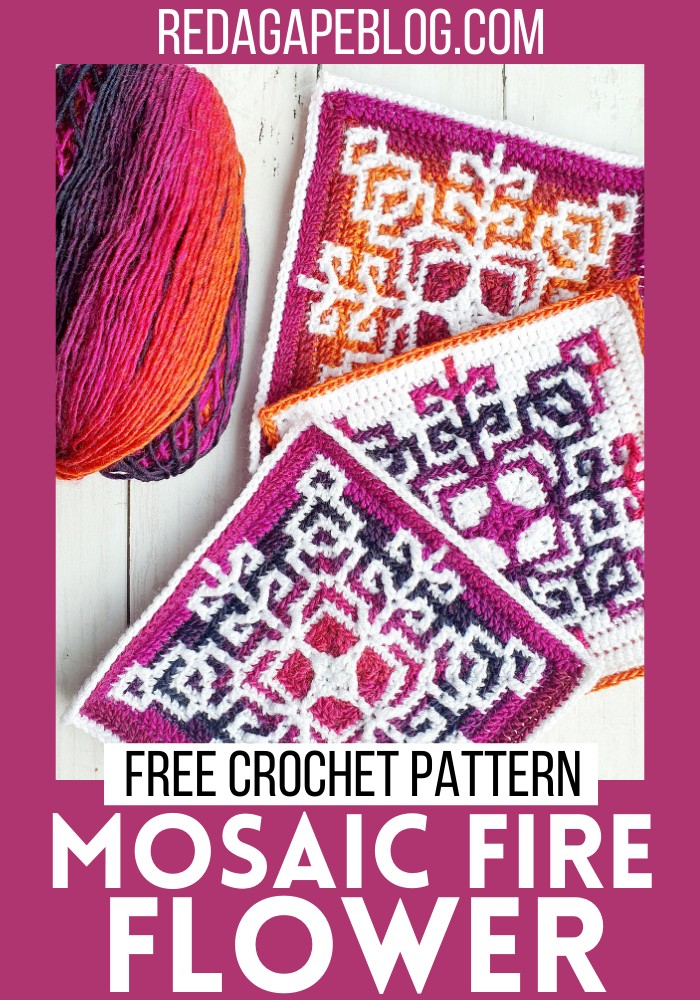 Free Crochet Mosaic Fire Flower Pattern