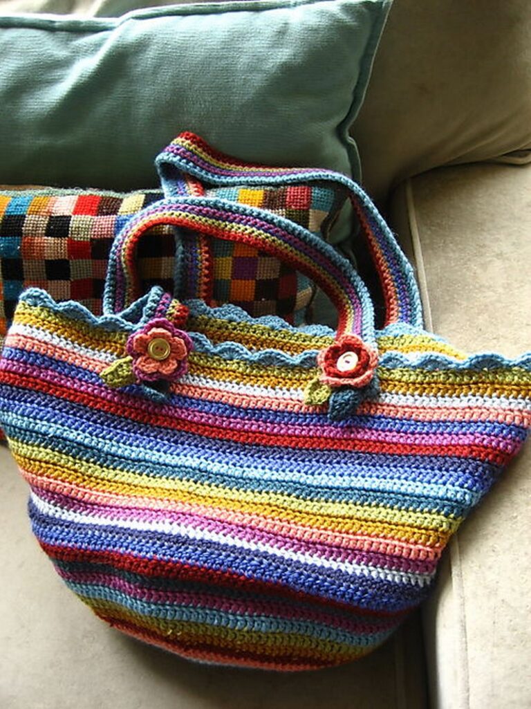 Easy Colorful Crochet Tote Bag Pattern