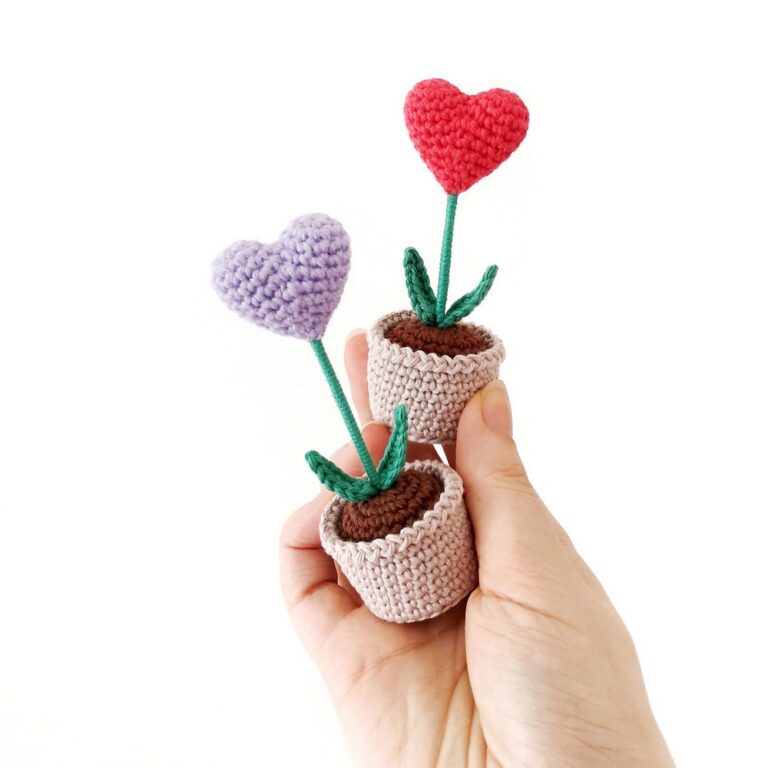Free Heart Flower Pot Pattern For Valentines Day