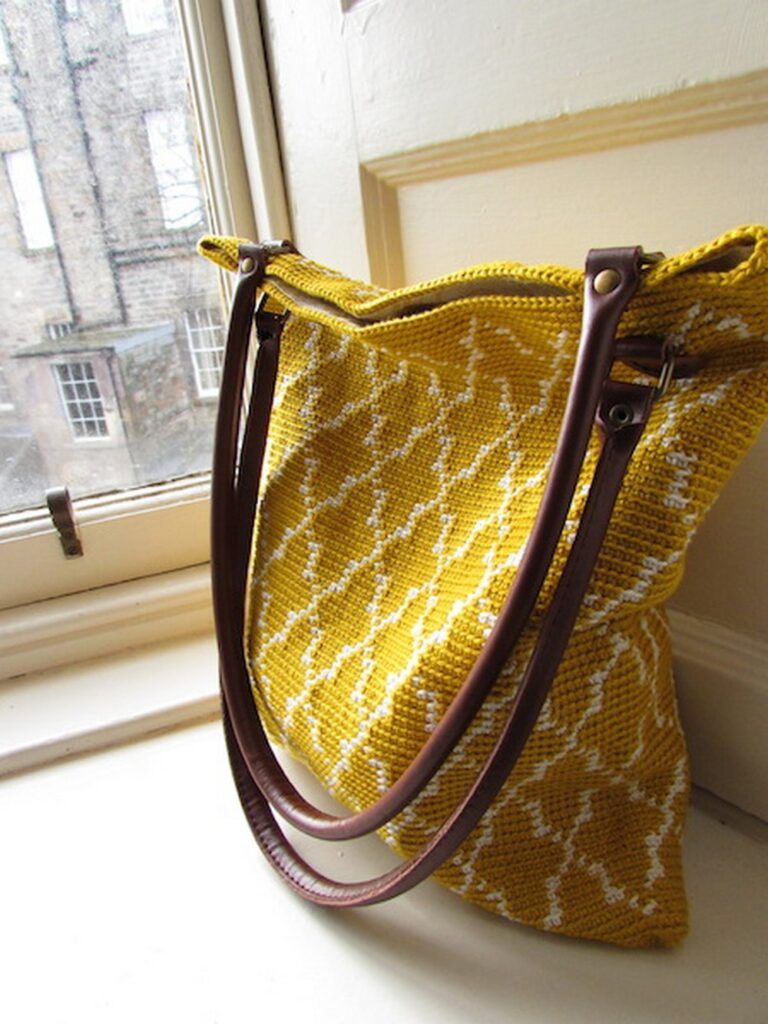 Easy Crochet Moroccan Tote Bag Pattern With Leather Strap