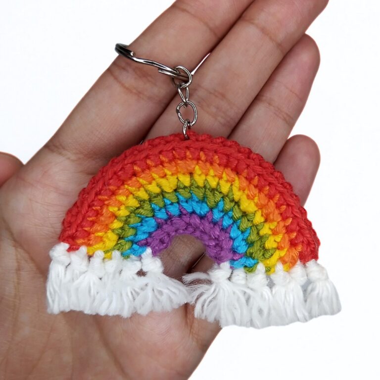 Crochet Rainbow Keychain Pattern Free