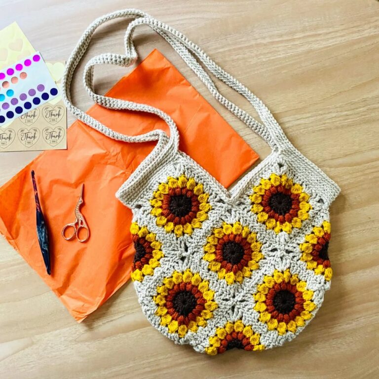 Sunflower Granny Square Tote Bag Free Pattern
