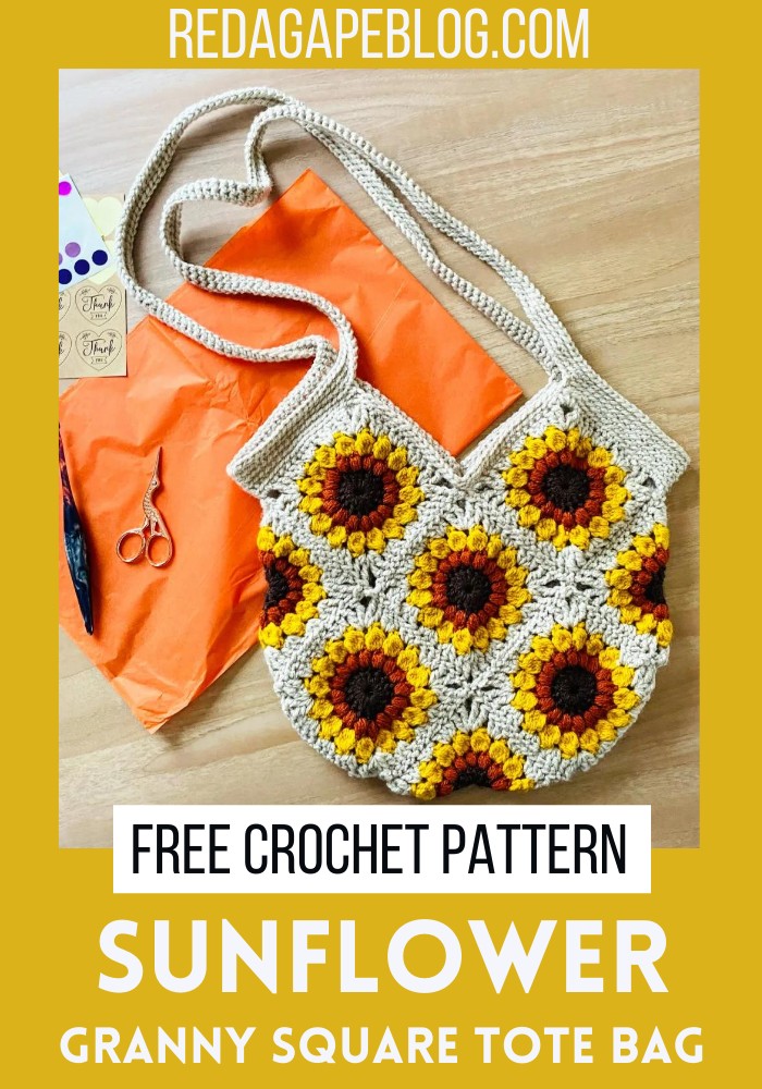 Sunflower Granny Square Tote Bag Free Pattern - Red Agape Blog