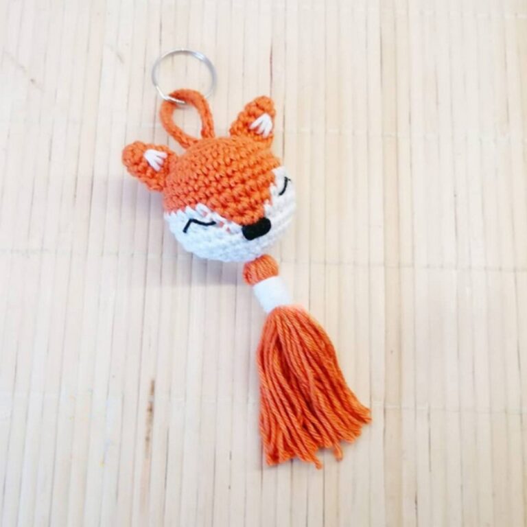 Crochet Fox Head Tassel Keychain Pattern