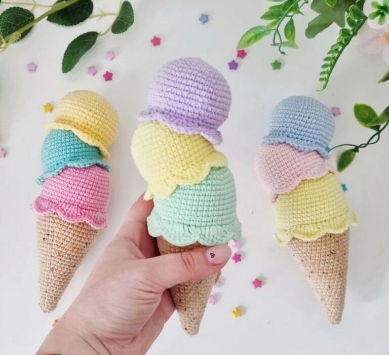 Free Crochet Ice-Cream Cone Pattern For Plays