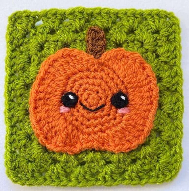 Mini Crochet Pumpkin Applique Pattern For Halloween Decor