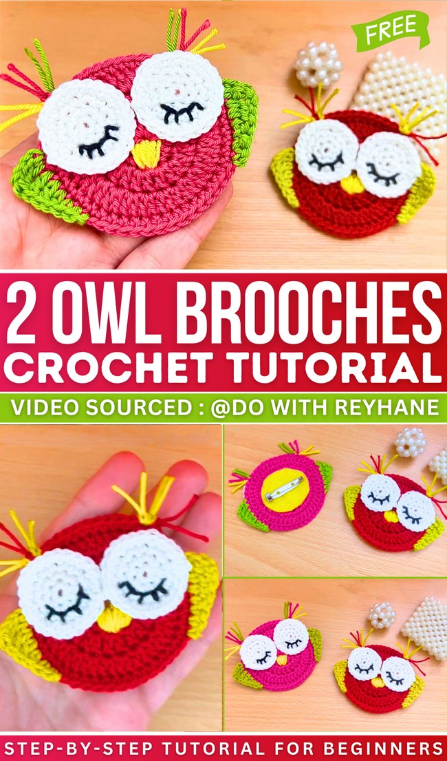 How to Crochet Owl Brooch