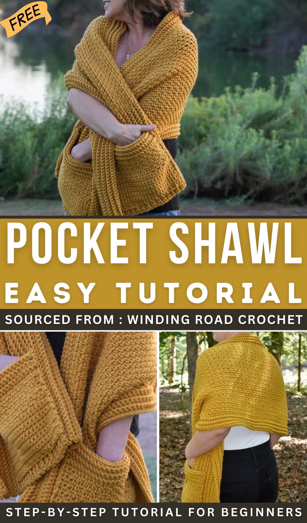 Crochet Easy Pocket Shawl Step By Step Tutorial