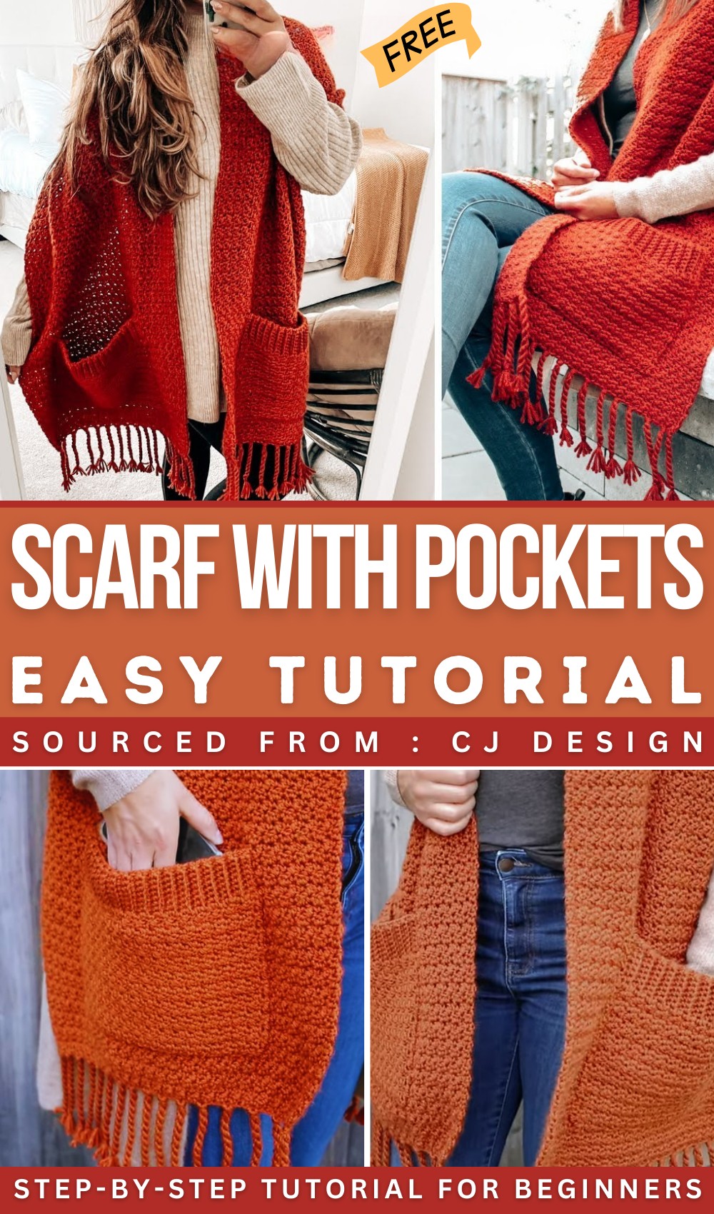 How To Crochet A Scarf With Pockets