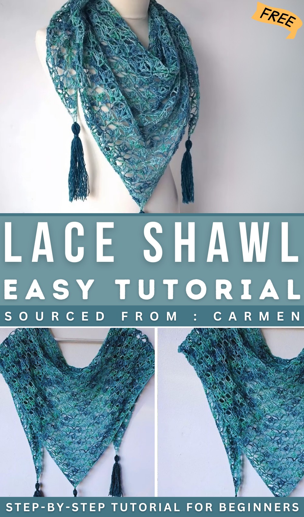 One Skein Crochet Lace Shawl Winter Ice