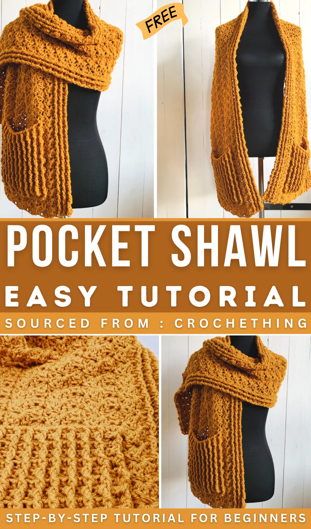 Wave After Wave Pocket Shawl Free Crochet Pattern