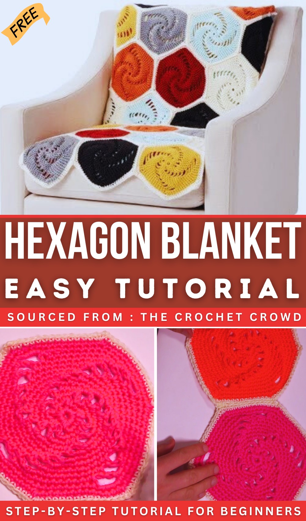 Crochet Hexagon Blanket EASY The Crochet Crowd
