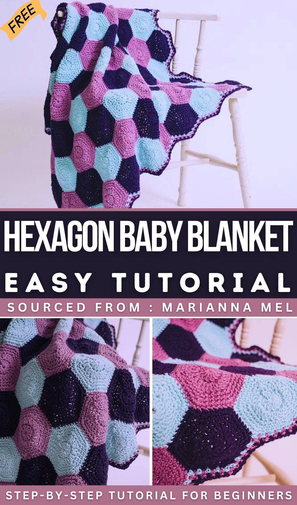 Crochet Hexagon Gems Baby Blanket